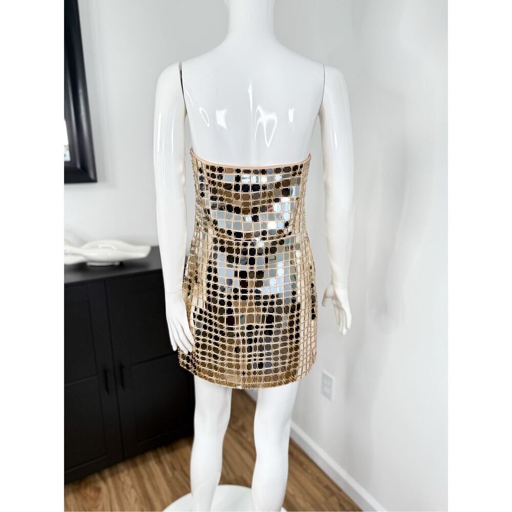 Retrofete Kaleido Womens Embellished Strapless Mini Dress Gold Size Medium - Picture 11 of 15